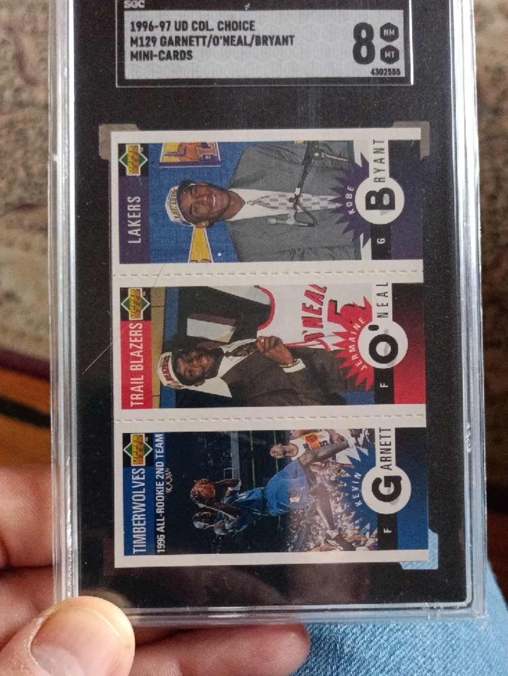 1996-97 Upper Deck Mini-Cards Garnett / O'Neal / Bryant Trio Card